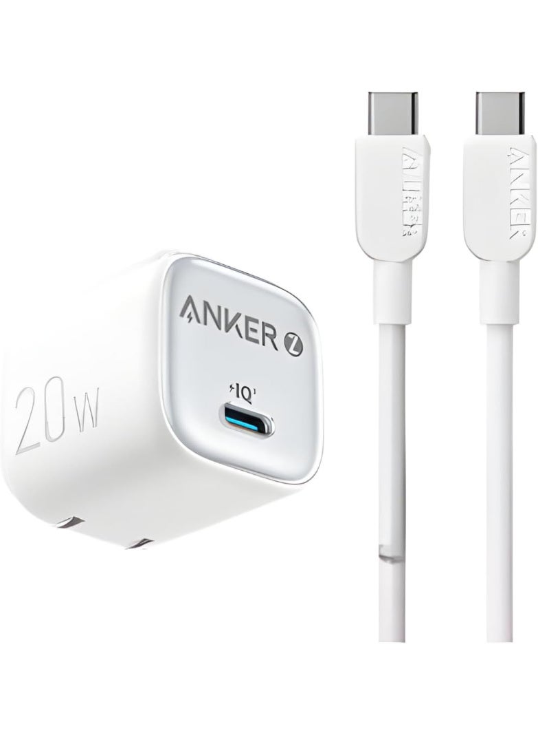 Anker Zolo IQ Compact Charger, 20W USB-C Port with Type-C to Type-C Cable, Enhanced Temperature Control, Compact Size and 3X Faster Charging, Compatible with iPhone, iPad, Samsung, Pixel and More - Image 1