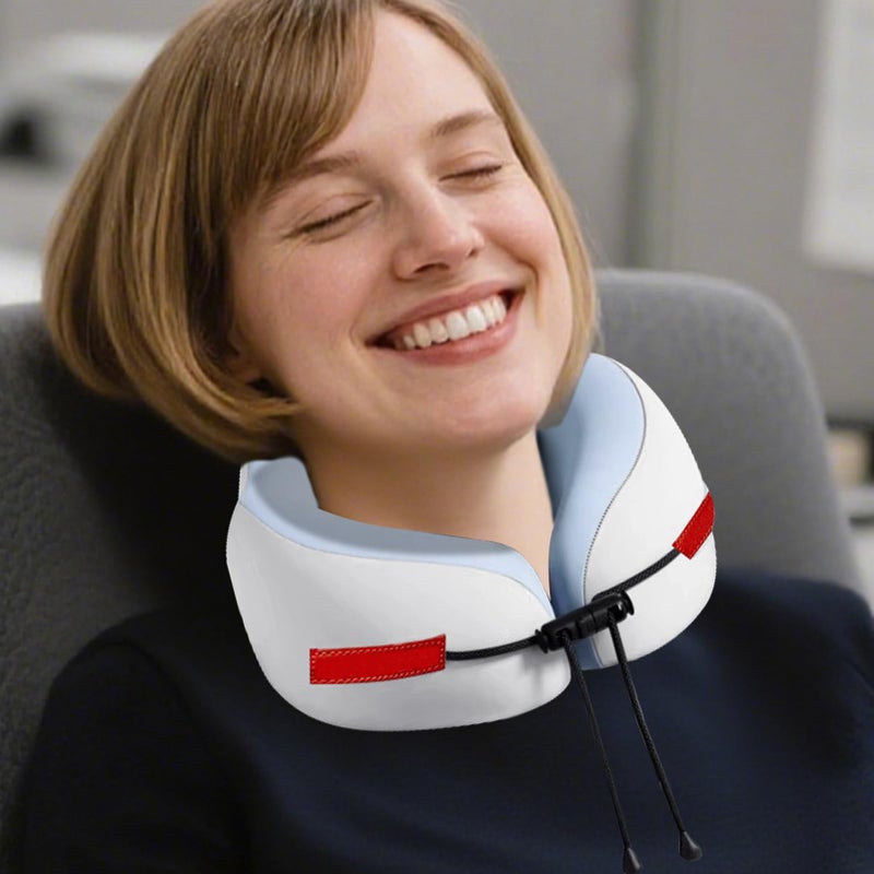 Blue Ergonomic Neck Pillow Memory Foam Travel Cushion Head Support for Adults Kids - Image 4