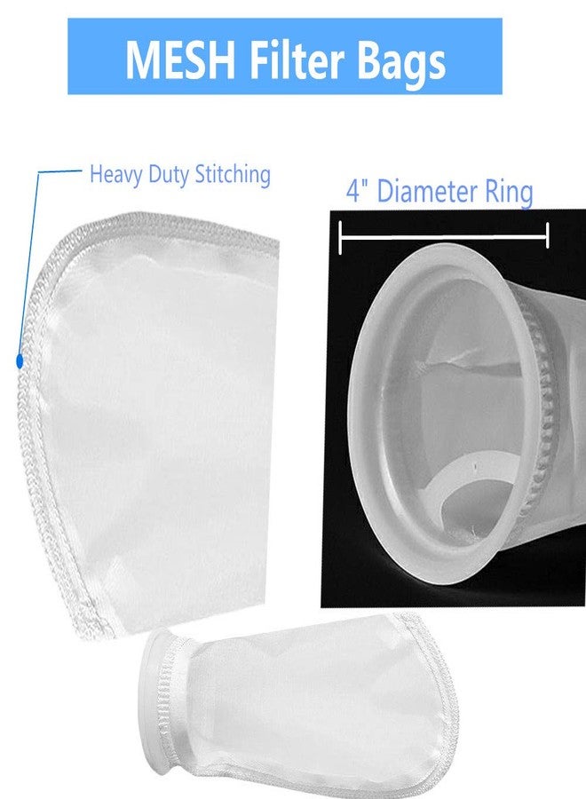 Honritone 2 Pack 100 Micron 4" Plastic Ring, 9" Short Bag Nylon Mesh 4 Inch Filter Socks Bags for Aquarium Marine Reef Sump - Image 2