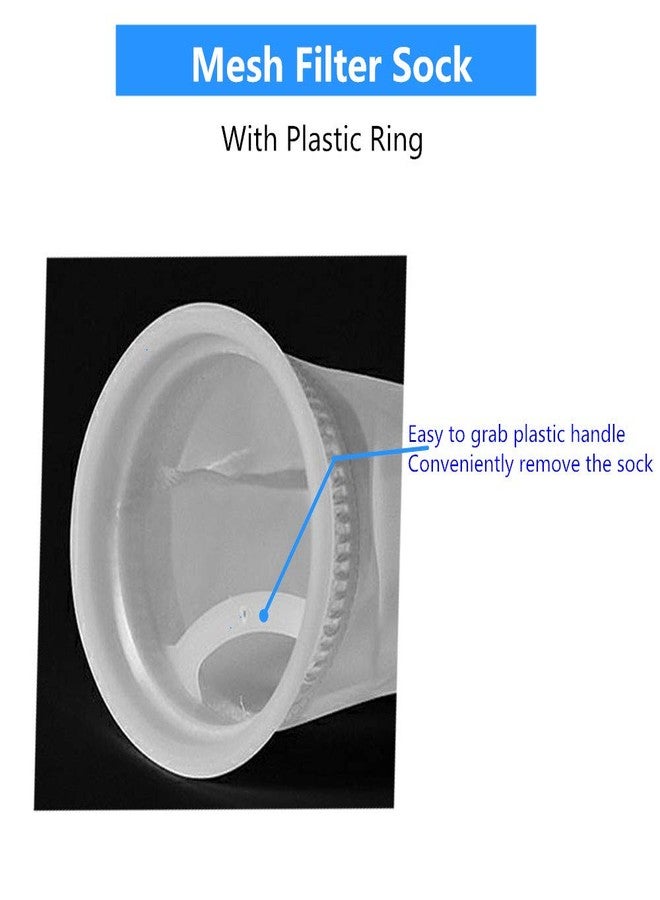 Honritone 2 Pack 100 Micron 4" Plastic Ring, 9" Short Bag Nylon Mesh 4 Inch Filter Socks Bags for Aquarium Marine Reef Sump - Image 3
