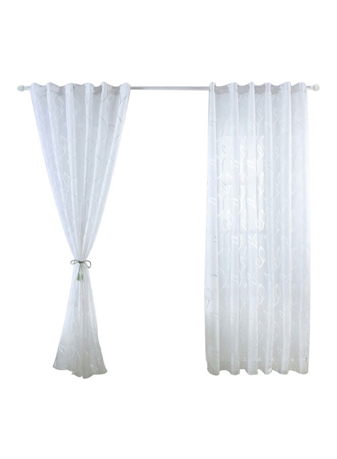 NIBEMINENT Microfiber Semi-Shading Window Curtains White 79x40inch - Image 1