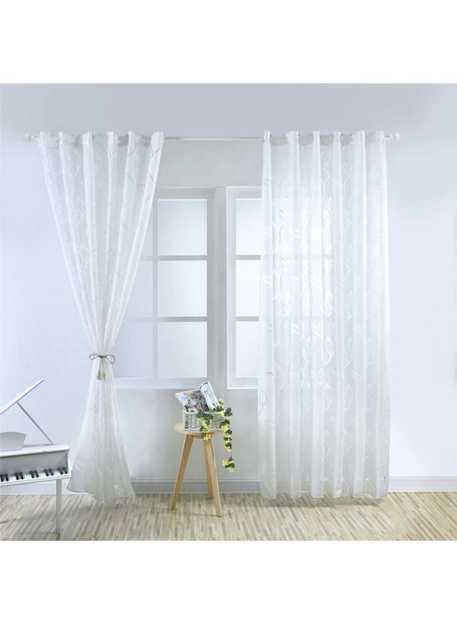 NIBEMINENT Microfiber Semi-Shading Window Curtains White 79x40inch - Image 2