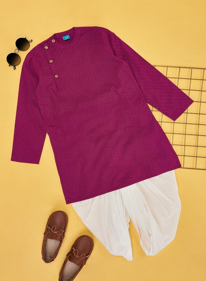 YU by Pantaloons Boy's Cotton Regular Fit Kurta (110149317008_Wine - Image 2
