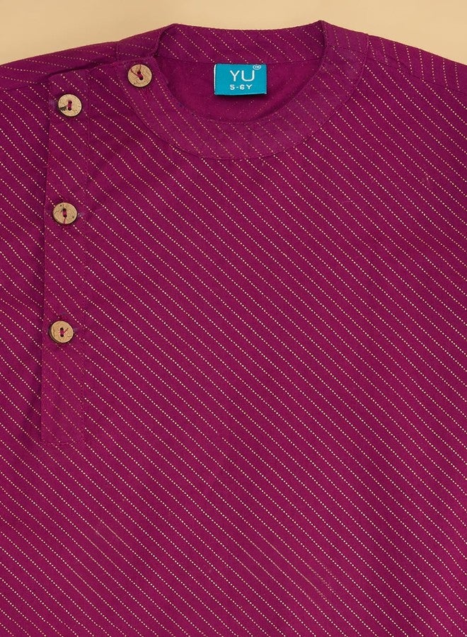 YU by Pantaloons Boy's Cotton Regular Fit Kurta (110149317008_Wine - Image 5