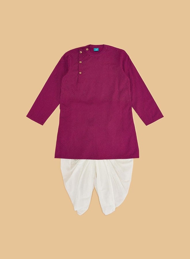 YU by Pantaloons Boy's Cotton Regular Fit Kurta (110149317008_Wine - Image 3