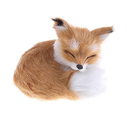 GUDVES Realistic Brown Fox Statue Furs Squatting Model Home Decoration Animals World Collectible Gift for Animal Lovers Fox Toy - Image 1