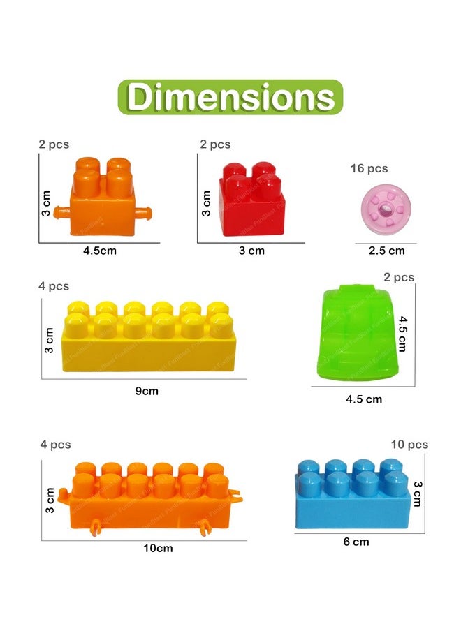 FunBlast FunBlast Building Blocks with Wheels for Kids, DIY Blocks, Toy Block Games for Kids, Learning Toy for Kids - (56 Blocks with Wheels) - Multicolor  - Image 2