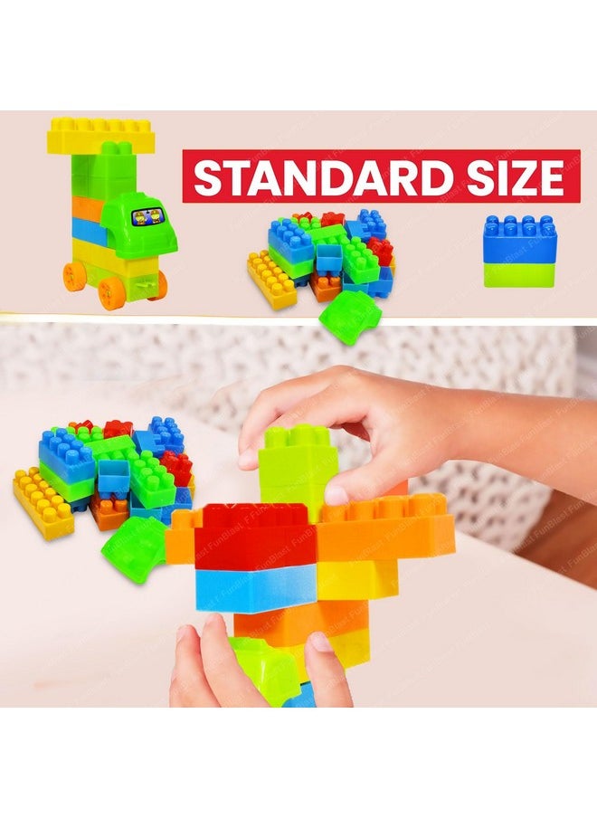 FunBlast FunBlast Building Blocks with Wheels for Kids, DIY Blocks, Toy Block Games for Kids, Learning Toy for Kids - (56 Blocks with Wheels) - Multicolor  - Image 3