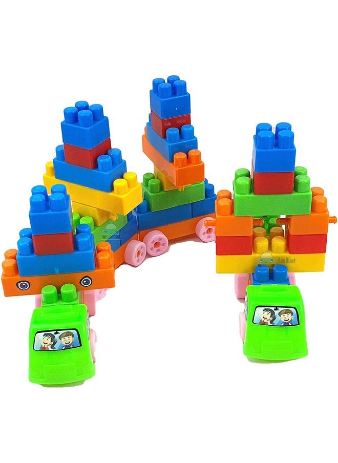 FunBlast FunBlast Building Blocks with Wheels for Kids, DIY Blocks, Toy Block Games for Kids, Learning Toy for Kids - (56 Blocks with Wheels) - Multicolor  - Image 1