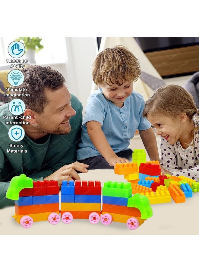 FunBlast FunBlast Building Blocks with Wheels for Kids, DIY Blocks, Toy Block Games for Kids, Learning Toy for Kids - (56 Blocks with Wheels) - Multicolor  - Image 5