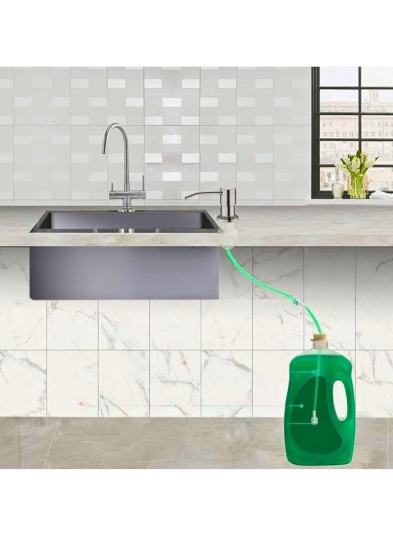 Built-in Soap Dispenser for Kitchen Sink, Refillable Countertop Soap Pump with 360 Degree Rotation, Extension Tube Kit for Easy Refilling, Stainless Steel Dish Soap Pump - Image 1