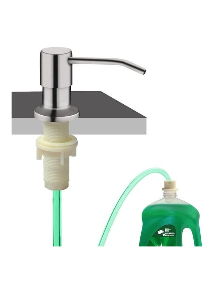 Built-in Soap Dispenser for Kitchen Sink, Refillable Countertop Soap Pump with 360 Degree Rotation, Extension Tube Kit for Easy Refilling, Stainless Steel Dish Soap Pump - Image 2