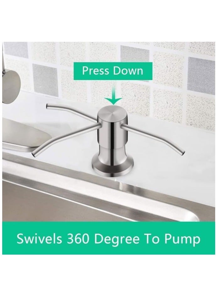 Built-in Soap Dispenser for Kitchen Sink, Refillable Countertop Soap Pump with 360 Degree Rotation, Extension Tube Kit for Easy Refilling, Stainless Steel Dish Soap Pump - Image 3