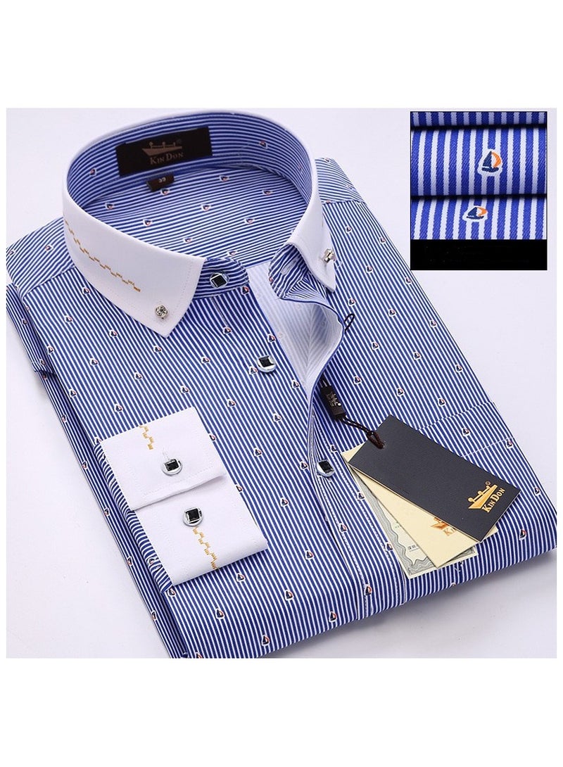 Shougu Spring And Autumn Long sleeved Casual Business Printed Shirt Slim Fit Professional Formal Shirt  - Image 1