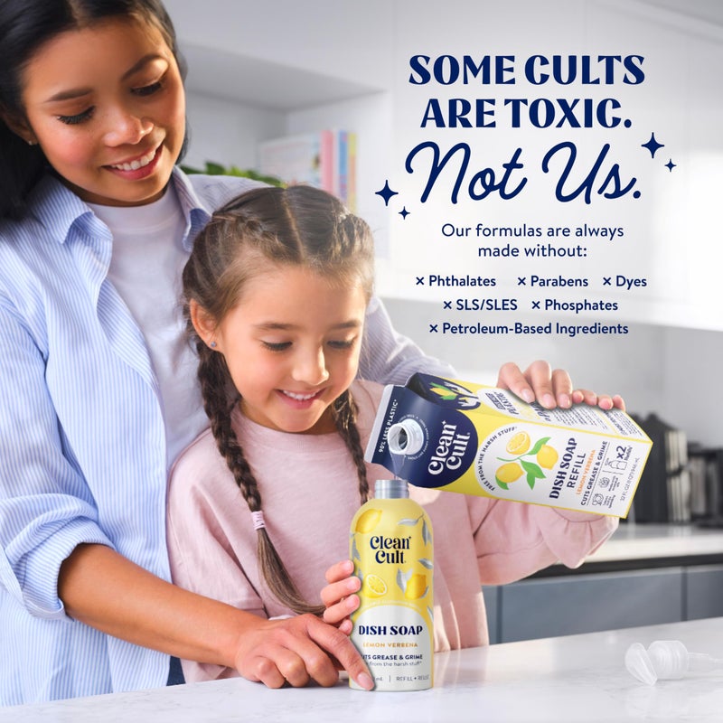 Cleancult - Lemon Verbena - Liquid Dish Soap - Refillable Aluminum Bottle - Dish Soap that Cuts Grease & Grime - 16 oz - 1 Pack - Image 4