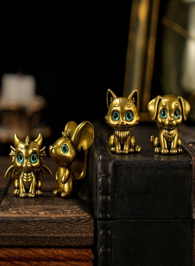 chovy تمثال تنين أسطوري من النحاس الصلب ذو عيون زرقاء، لعبة مكتبية فريدة من نوعها، قطعة فنية مميزة لهواة جمع تقاليد فنغ شوي، هدية مثالية لمحبي الخيال. - Image 5