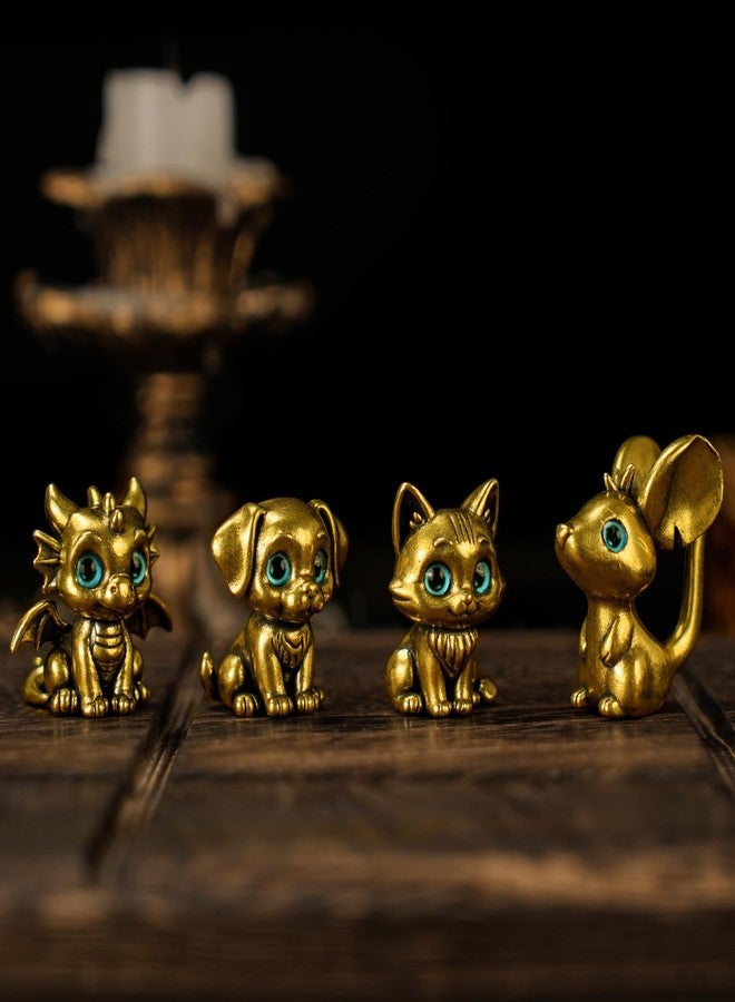 chovy تمثال تنين أسطوري من النحاس الصلب ذو عيون زرقاء، لعبة مكتبية فريدة من نوعها، قطعة فنية مميزة لهواة جمع تقاليد فنغ شوي، هدية مثالية لمحبي الخيال. - Image 3