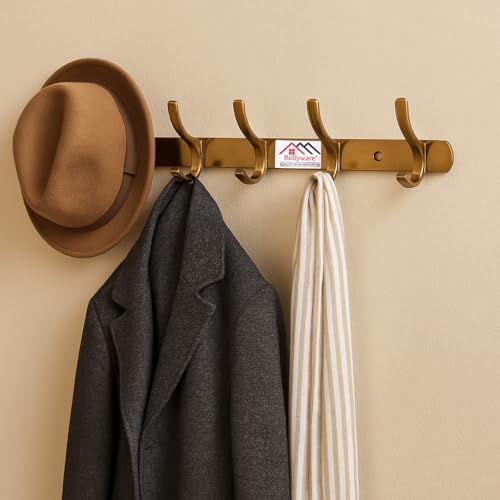ROLLYWARE ® Heavy Duty J Shape Stainless Steel Cloth Hanger Suitable for Bathroom Bedroom Kitchen Wall Hook Rail Hanging Scarf,Coat,Keys Tie Clothes Towel Door Robe Hanging (3, 6 Hook J Shape) - Image 2