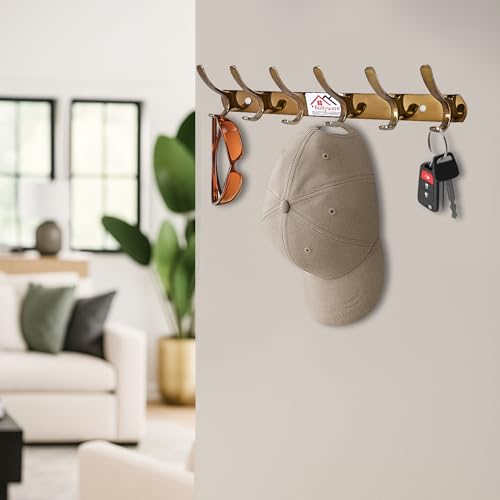 ROLLYWARE ® Heavy Duty J Shape Stainless Steel Cloth Hanger Suitable for Bathroom Bedroom Kitchen Wall Hook Rail Hanging Scarf,Coat,Keys Tie Clothes Towel Door Robe Hanging (3, 6 Hook J Shape) - Image 4