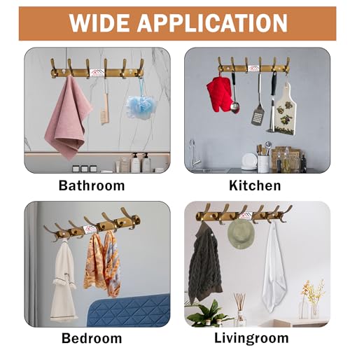 ROLLYWARE ® Heavy Duty J Shape Stainless Steel Cloth Hanger Suitable for Bathroom Bedroom Kitchen Wall Hook Rail Hanging Scarf,Coat,Keys Tie Clothes Towel Door Robe Hanging (3, 6 Hook J Shape) - Image 5