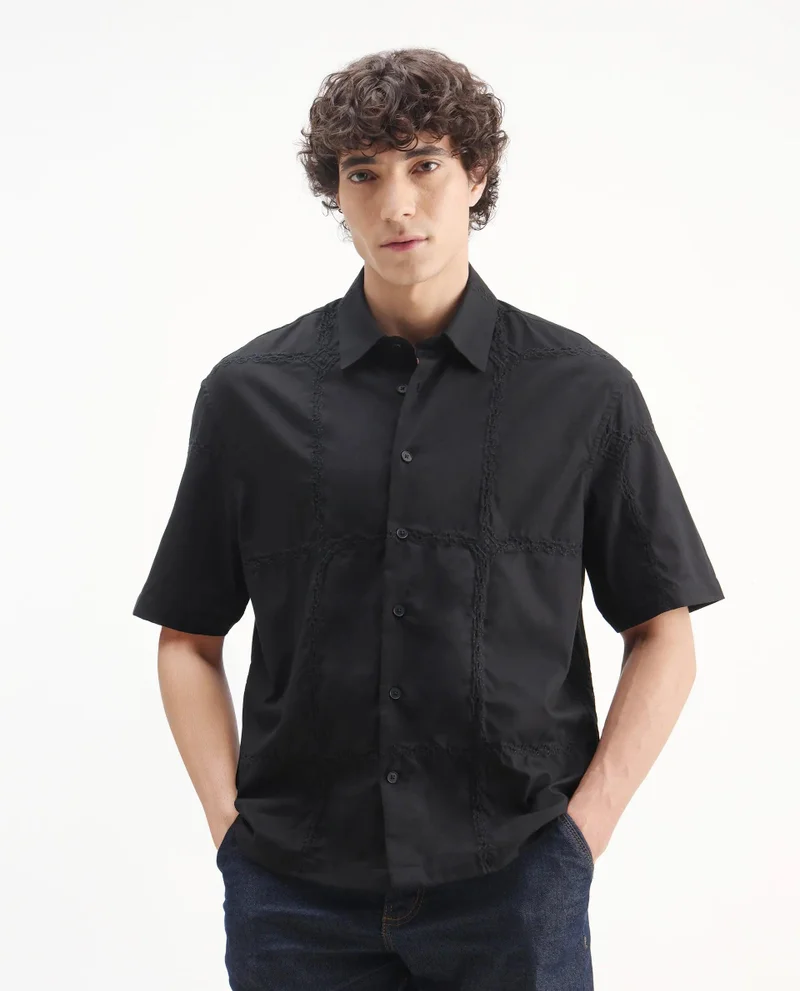 Rare Rabbit Men's Embroidered Regular Fit Shirt