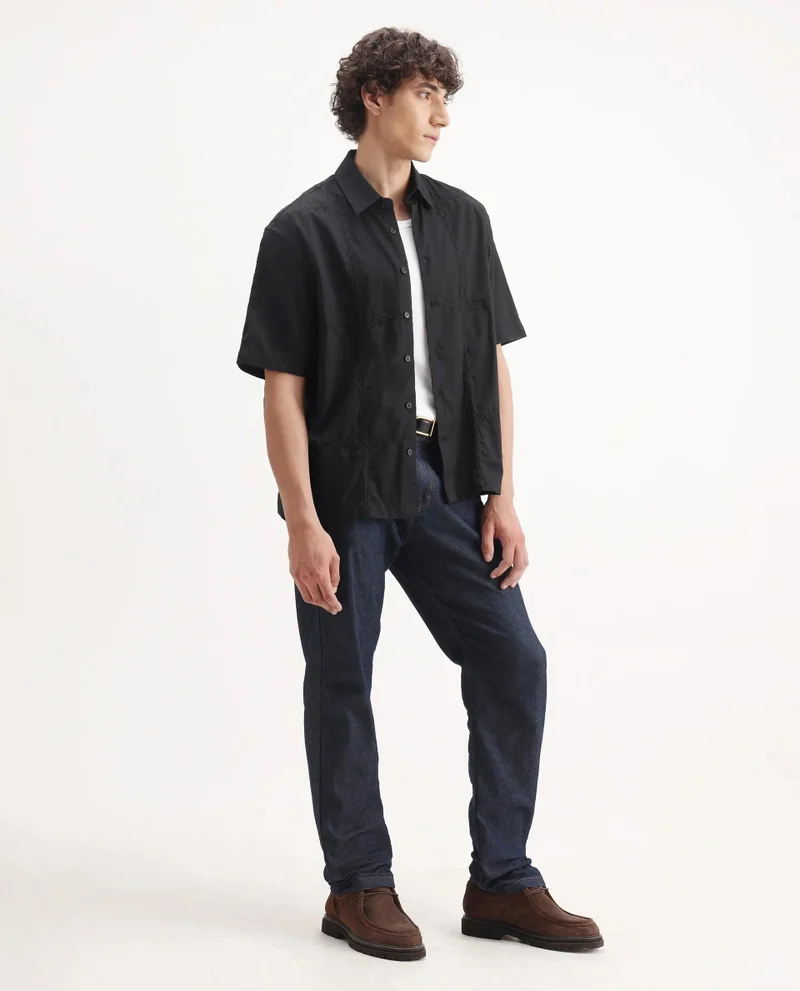 Rare Rabbit Men's Embroidered Regular Fit Shirt