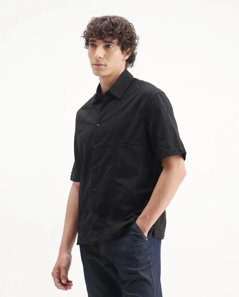 Rare Rabbit Men's Embroidered Regular Fit Shirt