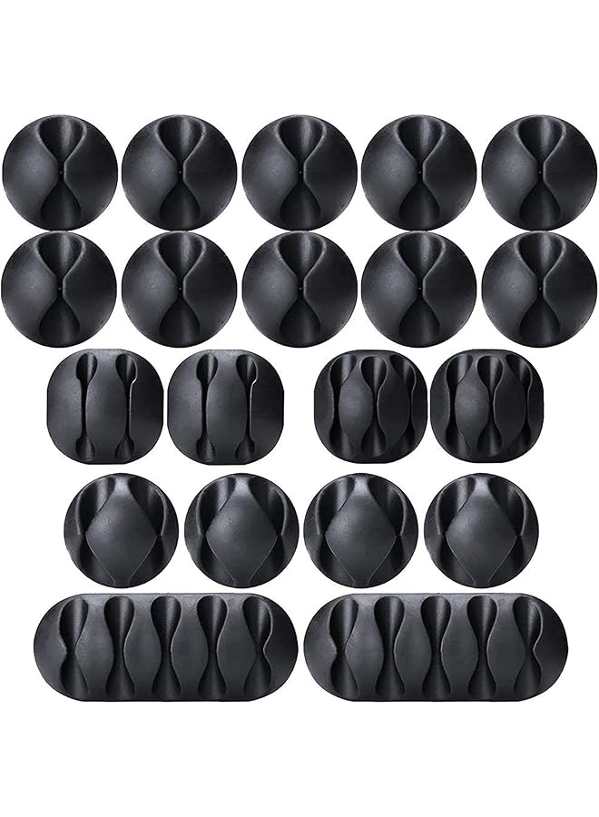 erorex 20 Pieces Cable Clips Black Cable Holder Cord Organizer Wire Holder For Cable Wire And Cord Management System For Power Cords And Charging Accessory Cables Mouse Cable Pc Office And Home - Image 1