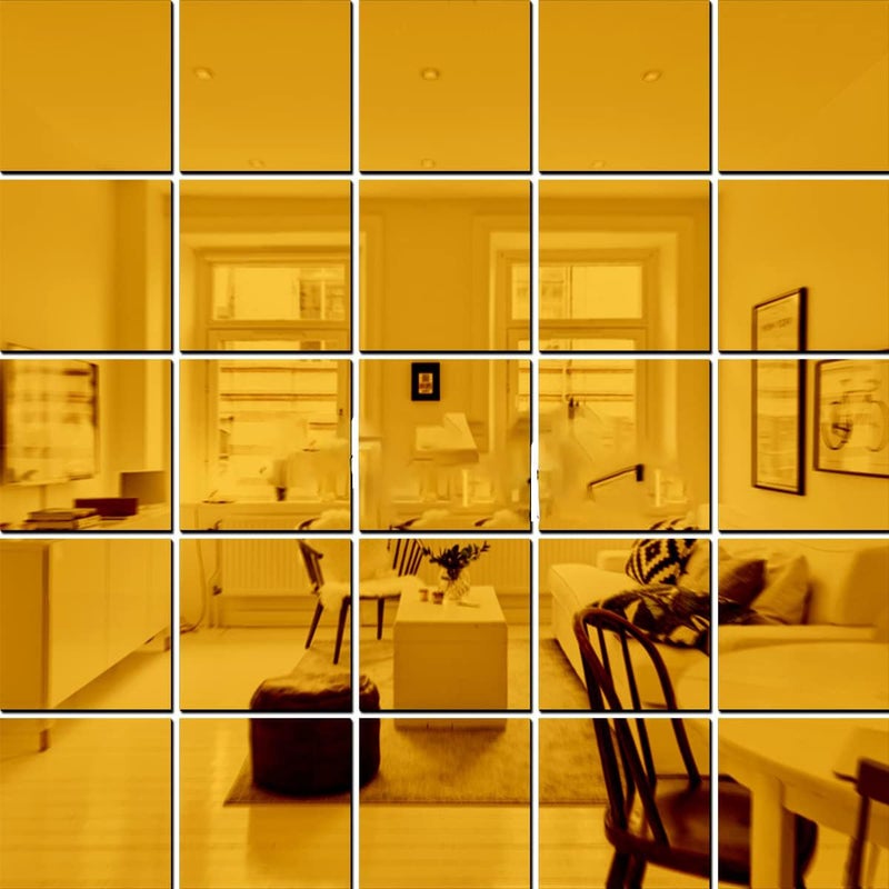 DSticker DSticker 28 Big Square Golden Mirror Stickers for Wall Acrylic Mirror Wall Sticker Mirror Stickers for Wall Acrylic Mirror Wall Mirror Stickers Acrylic Stickers Big Square Gold  - Image 1