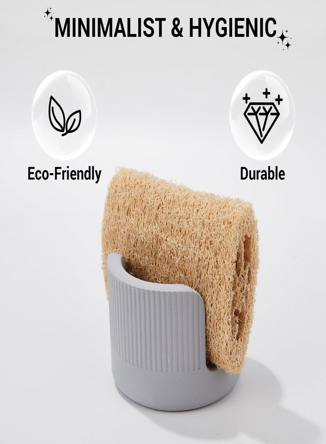 Amviner Quick Drying Diatomite Stone Sponge Holder, Compact Sponge Caddy for Kitchen Sink Counter, Water-Absorbing Round Organizer with Wide Slot, 1 Pack, Light Grey - Image 4