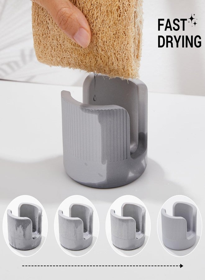 Amviner Quick Drying Diatomite Stone Sponge Holder, Compact Sponge Caddy for Kitchen Sink Counter, Water-Absorbing Round Organizer with Wide Slot, 1 Pack, Light Grey - Image 3