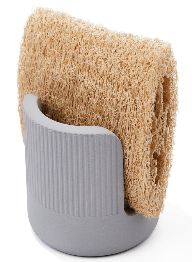 Amviner Quick Drying Diatomite Stone Sponge Holder, Compact Sponge Caddy for Kitchen Sink Counter, Water-Absorbing Round Organizer with Wide Slot, 1 Pack, Light Grey - Image 1