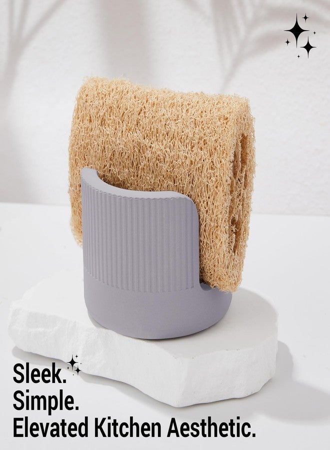 Amviner Quick Drying Diatomite Stone Sponge Holder, Compact Sponge Caddy for Kitchen Sink Counter, Water-Absorbing Round Organizer with Wide Slot, 1 Pack, Light Grey - Image 5