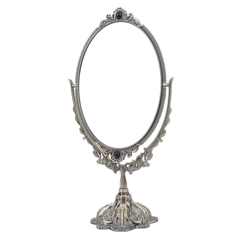 MakeUp Mirror EuropeanStyle Metal Retro DoubleSided Mirror for Bathroom Bedroom Dressing(Bronze Small ) - Image 5