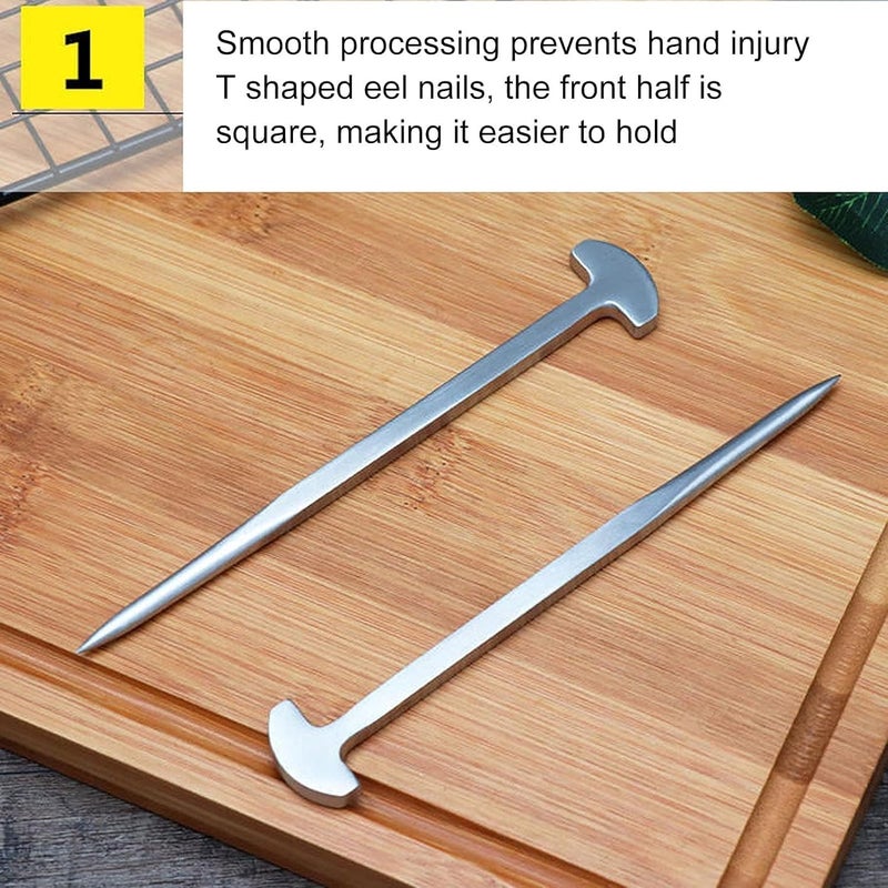 Beufee 2Pcs Japanese Style Eel Spike Sashimi Knife T-shape Stainless Steel Sushi Chef Tools for Home Kitchen Restaurant - Image 2