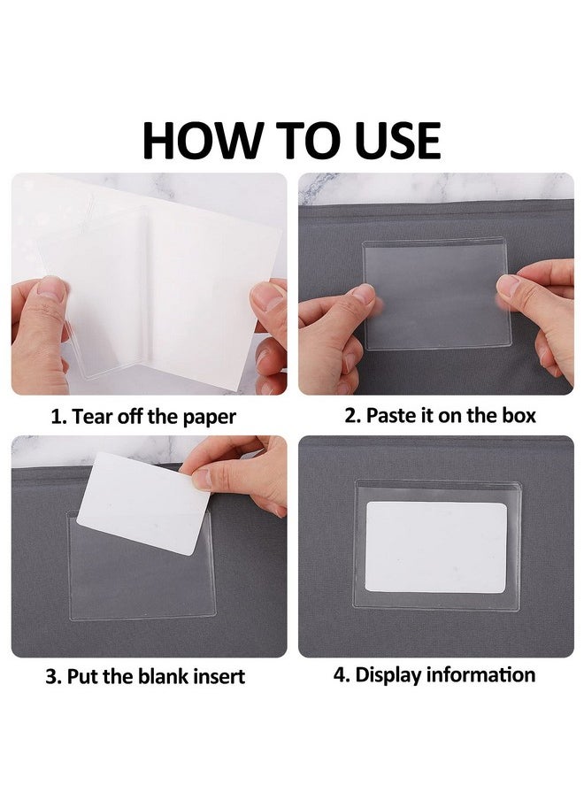 Prasacco 30 Pcs Selfadhesive Index Card Holders Business Card Pockets Clear Plastic Labels Holders For Organizing Storage Bins Library Card Shelves (3.93 X 3.14 Inches)  - Image 5
