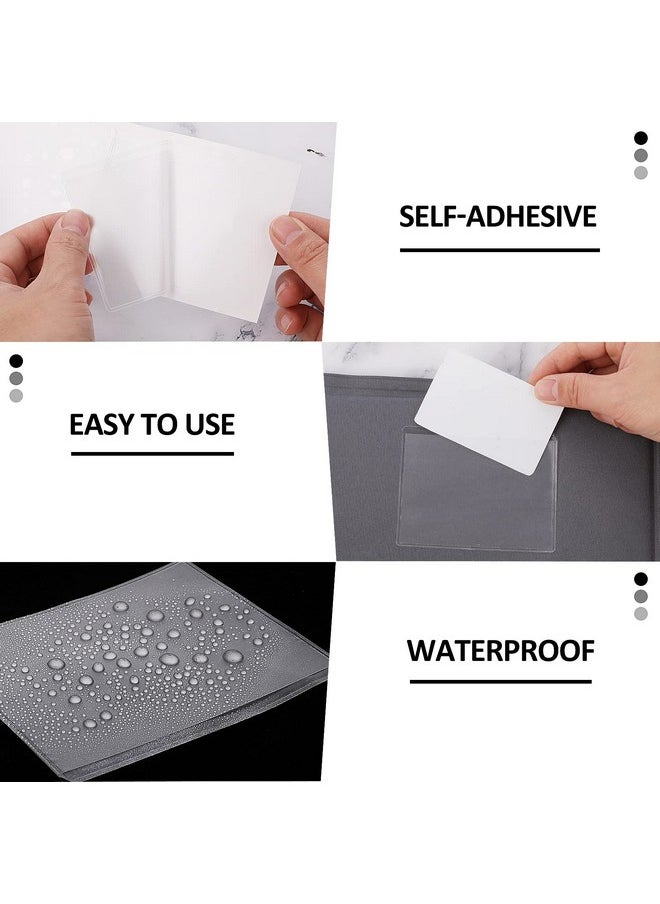 Prasacco 30 Pcs Selfadhesive Index Card Holders Business Card Pockets Clear Plastic Labels Holders For Organizing Storage Bins Library Card Shelves (3.93 X 3.14 Inches)  - Image 4