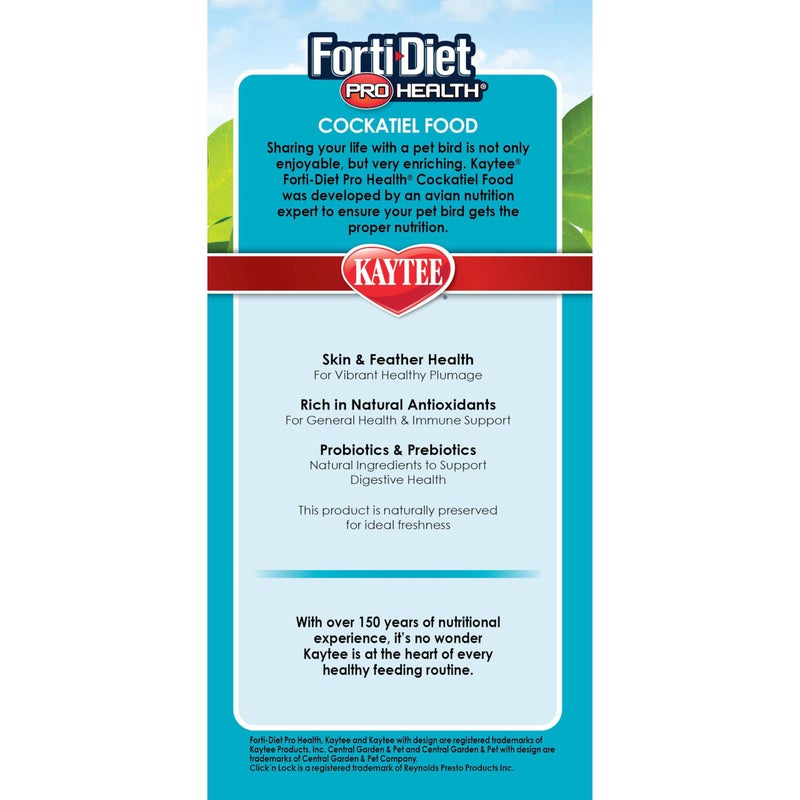 Kaytee Forti-Diet Pro Health Nourish+Protect Cockatiel Food, Comprehensive Nutrition Backed by Science, Digestive Health, Immune Support, 5 pounds - Image 4