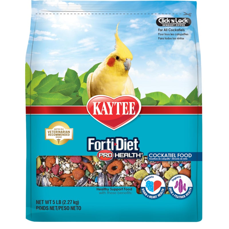 Kaytee Forti-Diet Pro Health Nourish+Protect Cockatiel Food, Comprehensive Nutrition Backed by Science, Digestive Health, Immune Support, 5 pounds - Image 1