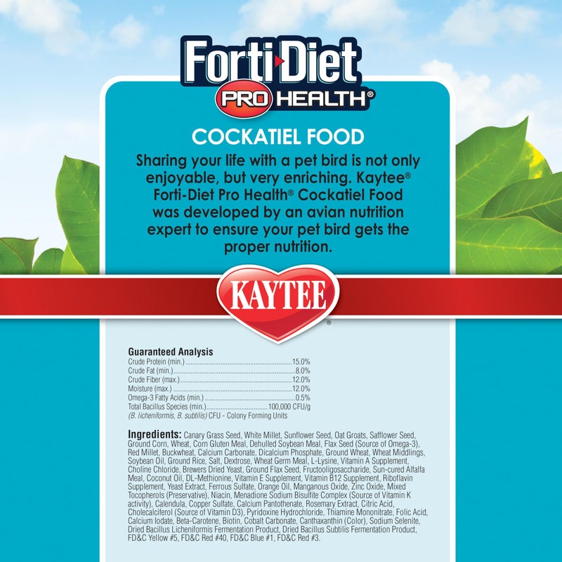Kaytee Forti-Diet Pro Health Nourish+Protect Cockatiel Food, Comprehensive Nutrition Backed by Science, Digestive Health, Immune Support, 5 pounds - Image 3