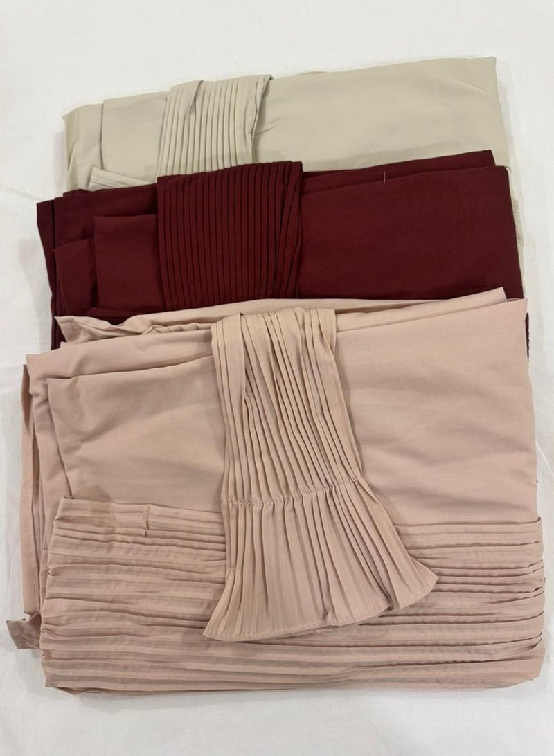 Brides Cold cotton prayer shawl, open to wear, set of 3 pieces in different colors