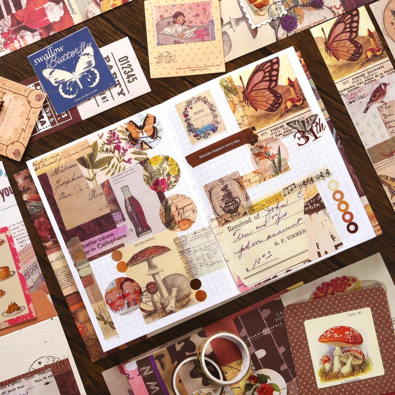 OFFIGIFT Scrapbook Supplies Kit, Vintage Junk journaling Supplies, Scrapbooking Kit with Aesthetic Ephemera Stickers, Stationary Set, Bullet Journaling Kit, Collage Craft Supplies Gift for Adults Women Starter - Image 2