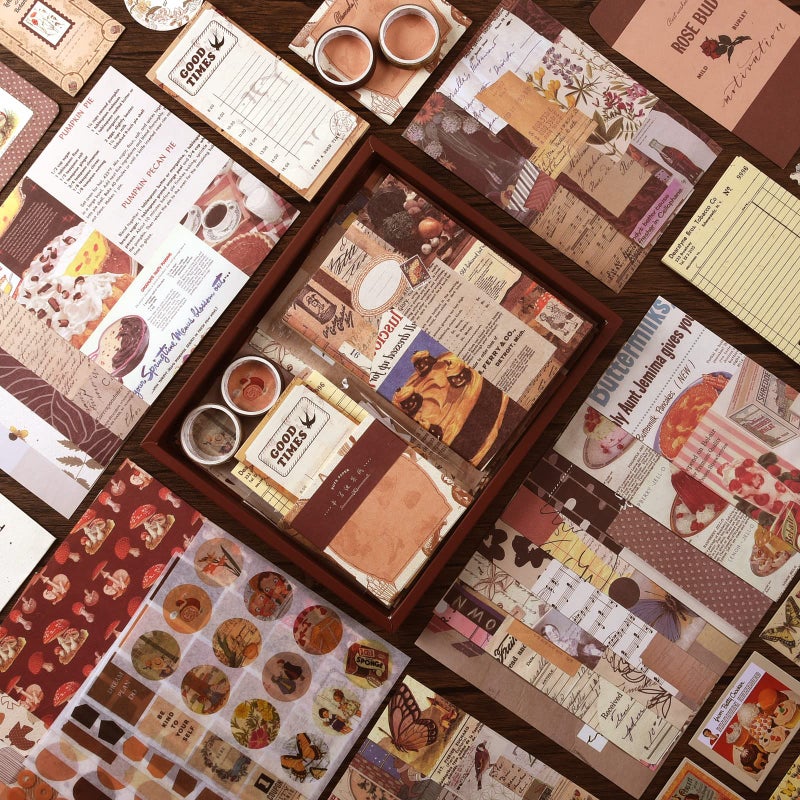 OFFIGIFT Scrapbook Supplies Kit, Vintage Junk journaling Supplies, Scrapbooking Kit with Aesthetic Ephemera Stickers, Stationary Set, Bullet Journaling Kit, Collage Craft Supplies Gift for Adults Women Starter - Image 3