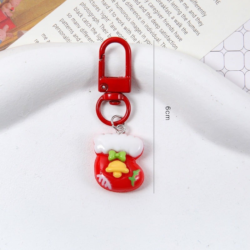 Cartoon Christmas Theme Hanging for Students Food and Play Keychain Cute Pendant Bag Accessories Couple Gifts for Best Friends Socks
