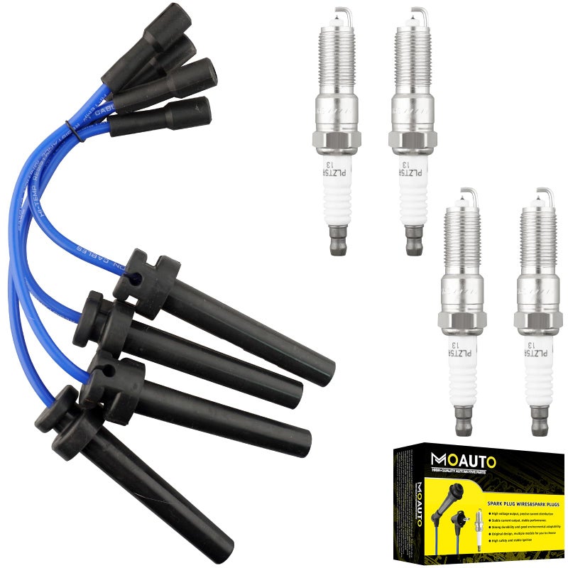 MOAUTO Set of 4 PCS Iridium Spark Plugs with Wire Set 6714079 53019 RCRCX047 Compatible with Dodge SX 20 20032005 20L Chrysler PT Cruiser 20032009 24L
