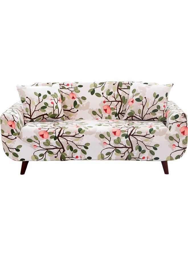 3-Seater Exquisitely Designed Floral Printed Wrinkle-free Full Coverage Stretchable Sofa Slipcover With 1xCusion Cover Multicolour Length Stretch - Image 1