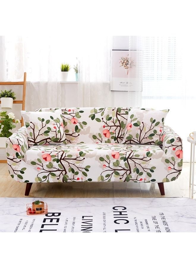 3-Seater Exquisitely Designed Floral Printed Wrinkle-free Full Coverage Stretchable Sofa Slipcover With 1xCusion Cover Multicolour Length Stretch - Image 4