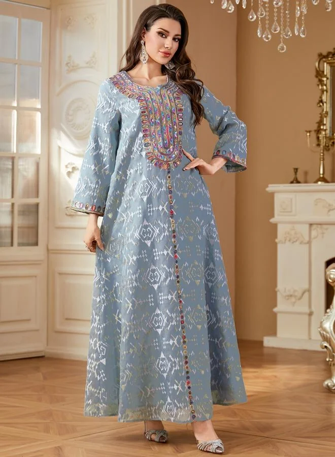 Take Two Women Textured Sequin Patch Detail Jalabiya