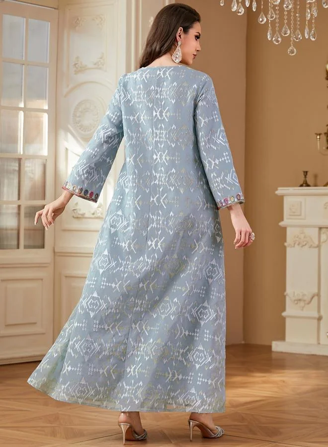 Take Two blue Women Textured Sequin Patch Detail Jalabiya for Women | Best Price UAE