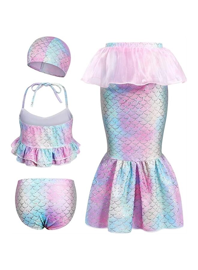 Mermaid Swimsuit Bikini Set for Little Girls Princess Swimming Costume 4 Pieces Kids Role Play Bathing Suit Set?Mermaid for Swimming Girls Swimsuit Princess (Color : Pink, Size120 - Image 1